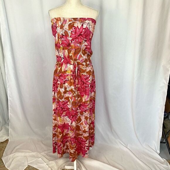 Lascana Dresses & Skirts - Lascana Strapless Tube Top Maxi Dress Tropical Floral Pink Women’s 12 boho